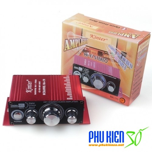 Amply xe hơi Kinter MA-170 2.0 stereo công suất 100W, Dùng nguồn 12v, Có điều chỉnh Treble, Bass