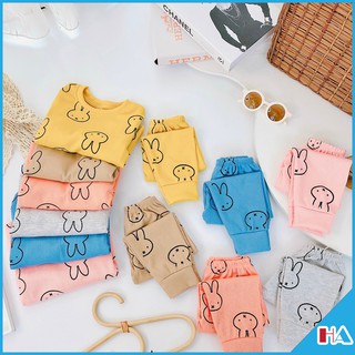 !!XẢ HÀNG GIÁ SỐC!! Bộ quần áo dài tay tăm gân in hình thỏ đáng yêu, bộ tăm gân cho bé trai bé gái mới nhất