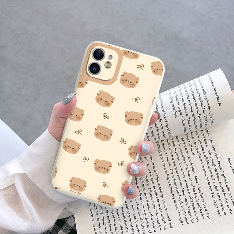 Ốp điện thoại iphone mềm hình gấu nâu hàn quốc ốp iphone vuông cạnh BVC 13 12 pro max mini 11 pro max 7 8 6 plus  Xr X