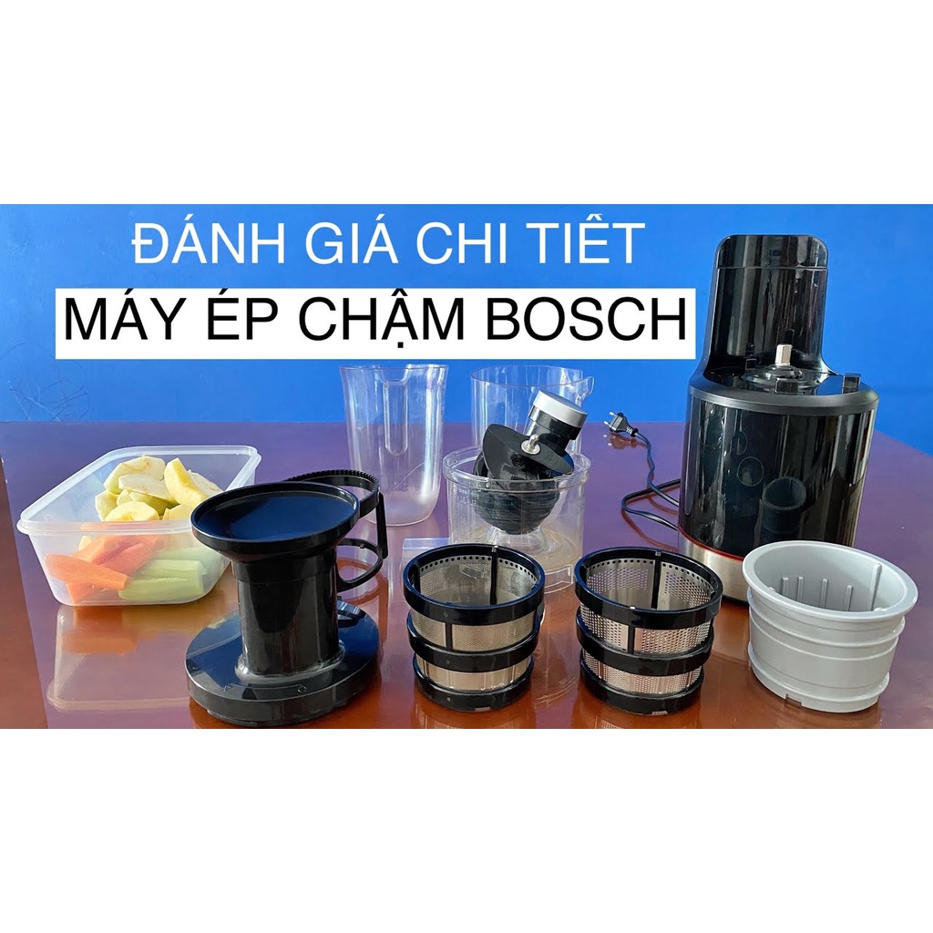 Máy ép chậm Bosch MESM731M với 3 lưới ép kết hợp làm kem, sinh tố, nước ép. Bảo hành 1 năm