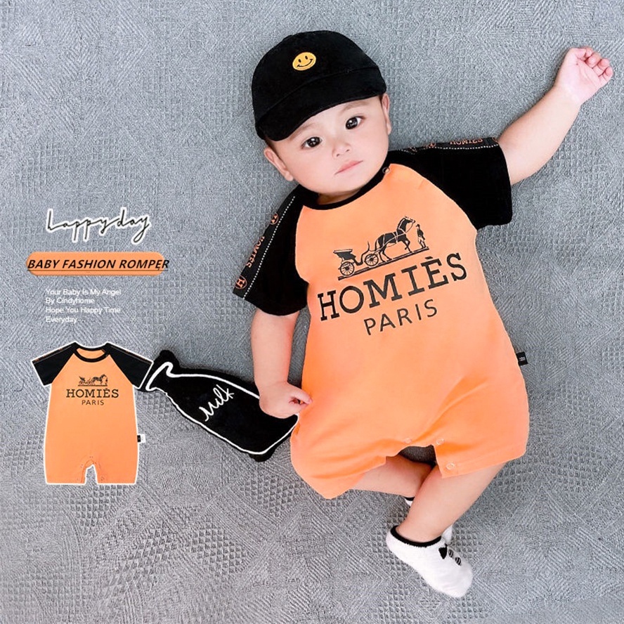 Bộ Áo Liền Quần Tay Ngắn Chất Liệu Cotton Mỏng Thời Trang Mùa Hè Cho Bé Sơ Sinh