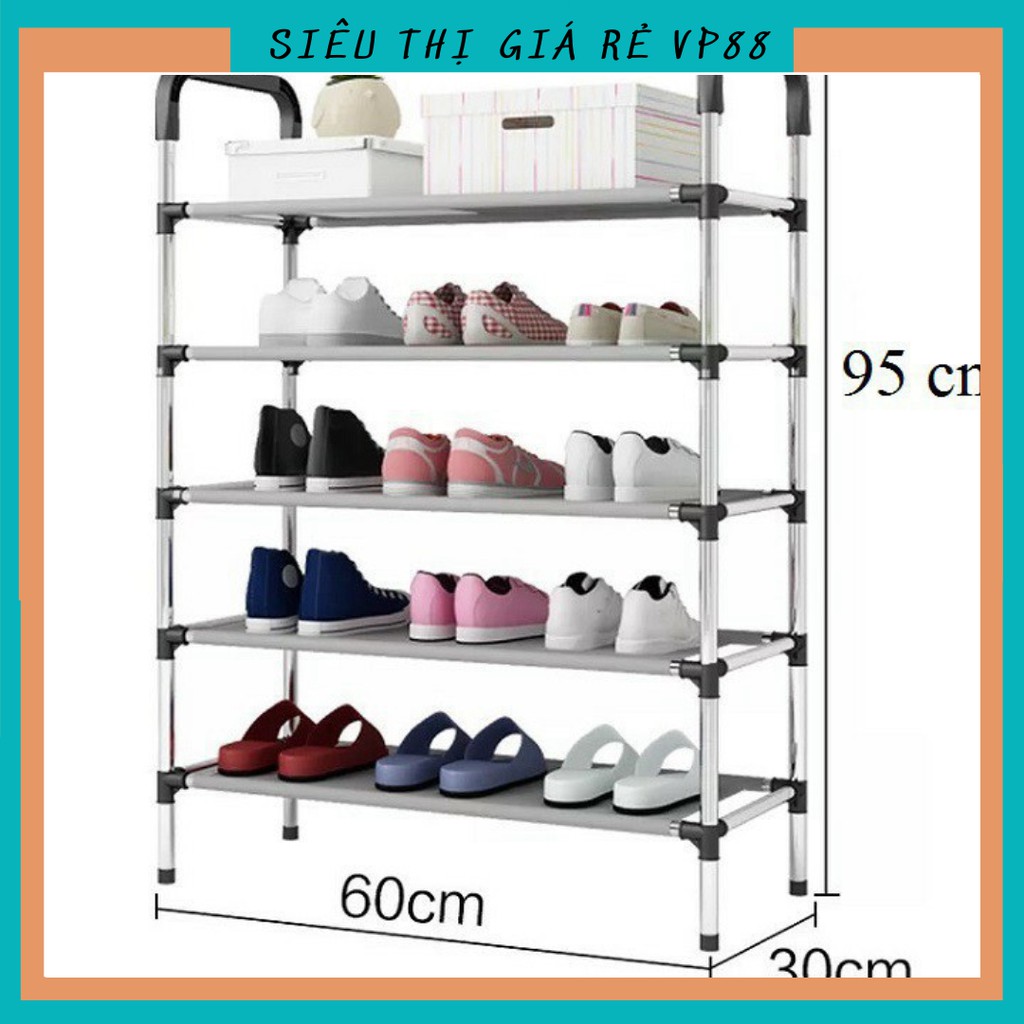 KỆ GIÀY INOX 5 TẦNG - LẮP GHÉP DỄ DÀNG THÔNG MINH TIỆN DỤNG 88233 SIEU THỊ GIÁ RẺ VP88