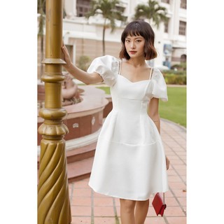 Đầm hai dây phối tay voan - d1208