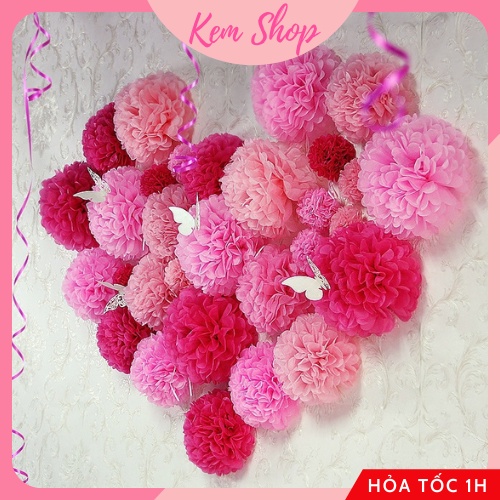 Hoa giấy trang trí đủ màu sắc Kem Shop, quả cầu hoa giấy trang trí sinh nhật, đám cưới, lễ hội lễ tết - K298