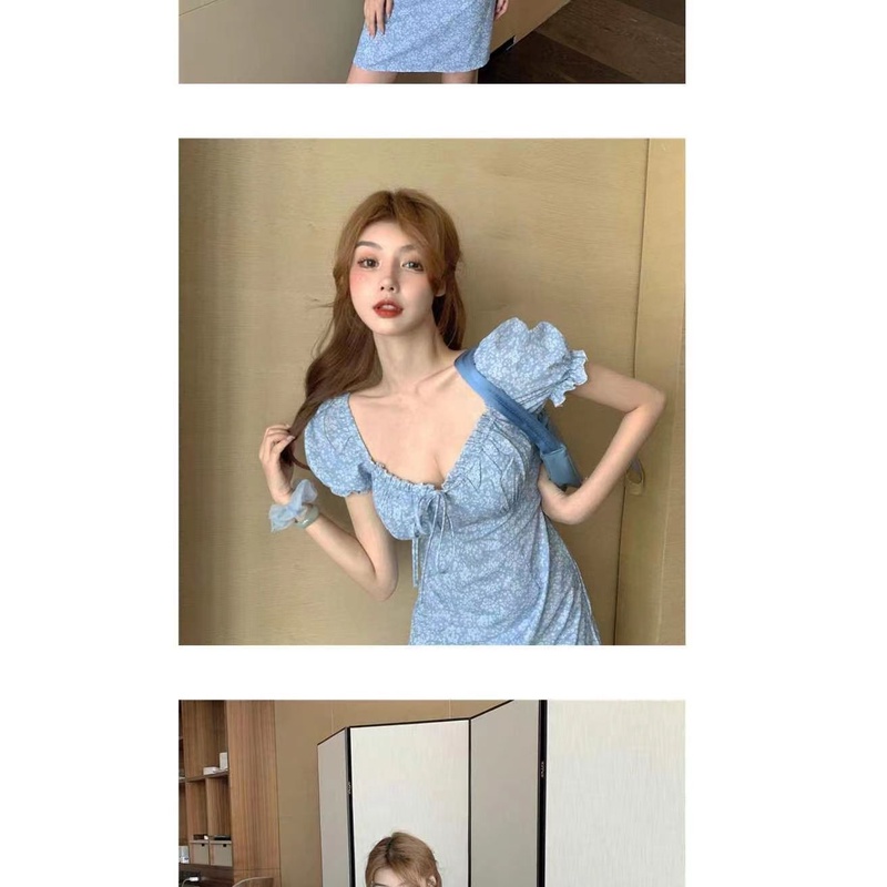 Đầm Hoa Tay Phồng Thời Trang Mùa Hè Hàn Quốc Dành Cho Nữ
