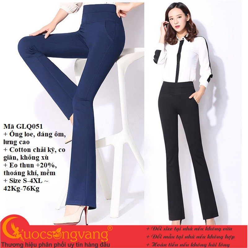 Quần nữ công sở ống loe quần treggings lưng cao lưng thun GLQ051 | WebRaoVat - webraovat.net.vn