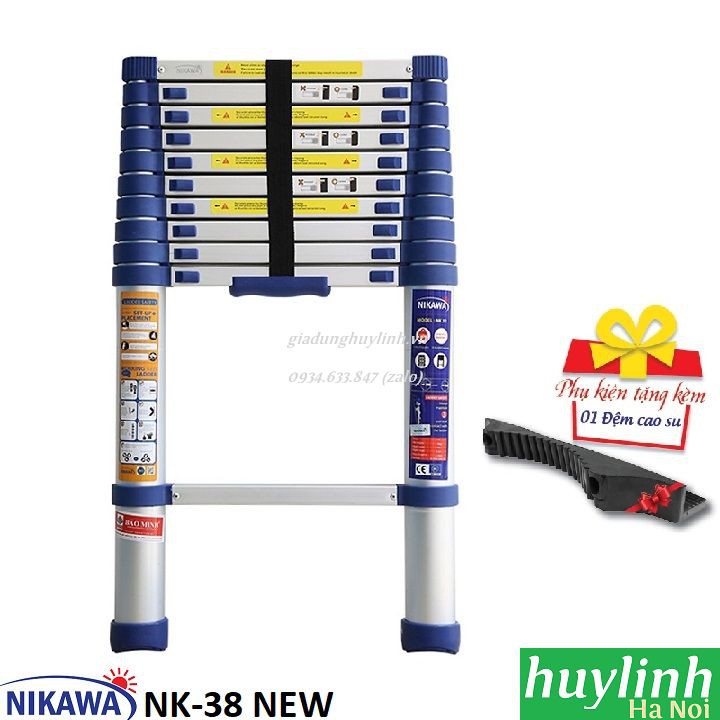 Thang nhôm rút đơn Nikawa NK-38 NEW - 3.8 mét - Tặng đệm cao su