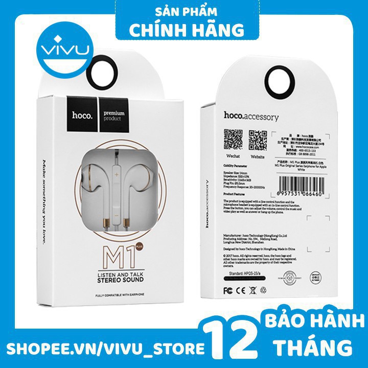 Tai Nghe Nhét Tai Hoco M1 HÀNG Chính Hãng - Bảo Hành 3 Tháng | Tai Nghe IPhone - bavok