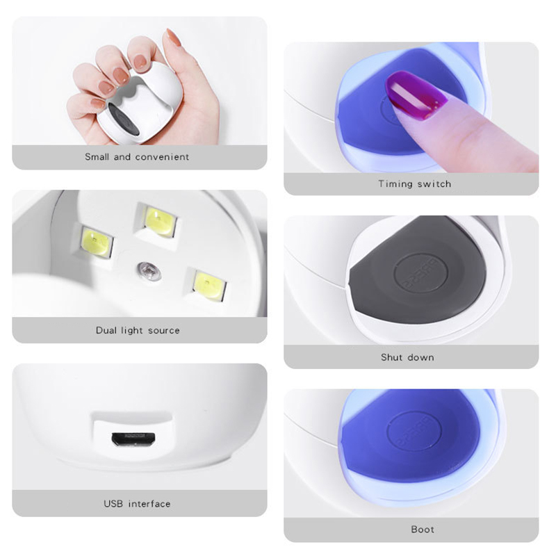 [Hàng mới về] Đèn sấy khô sơn móng gel UV sử dụng hạt LED 3W mini thiết kế hình trứng độc đáo