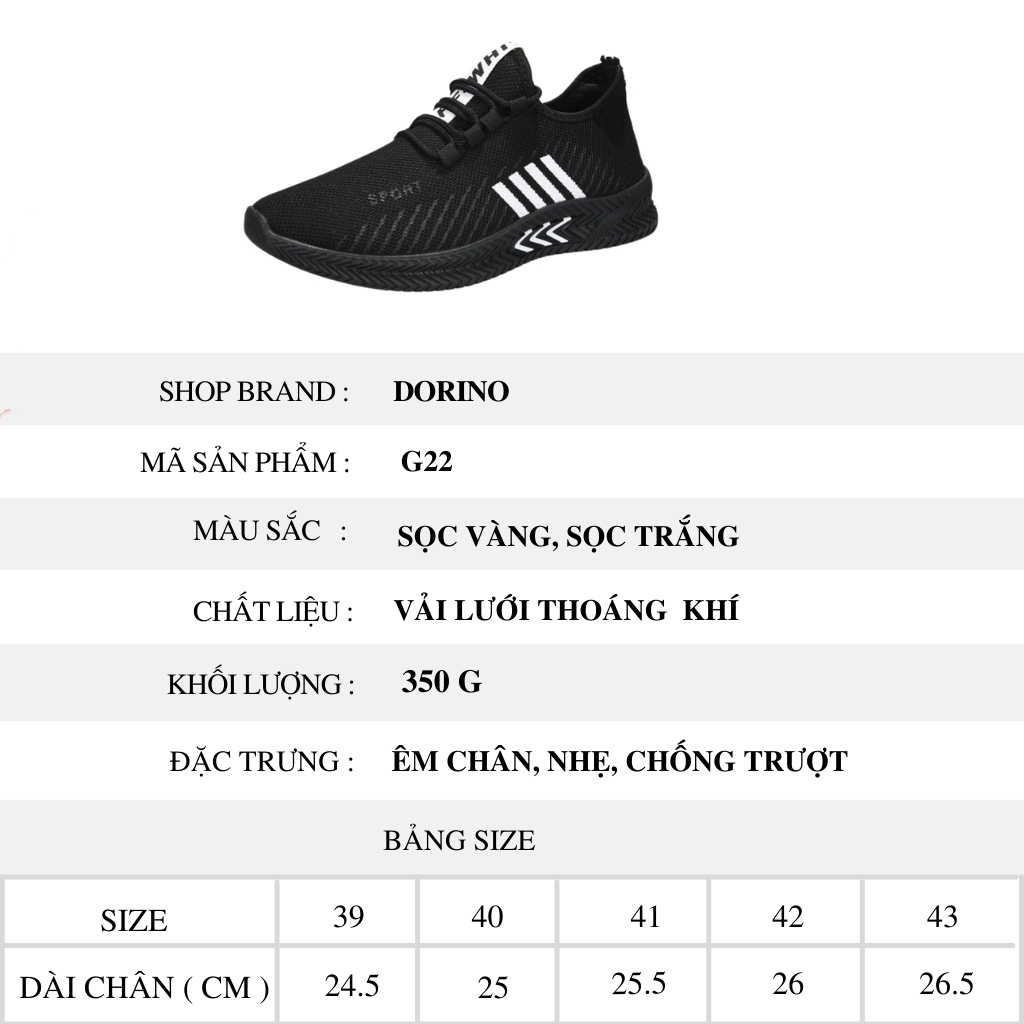 Giày sneaker nam giá rẻ buộc dây đế bằng vải dệt thoáng khí siêu nhẹ mới hot	size 39 đến 43 DORINO G22