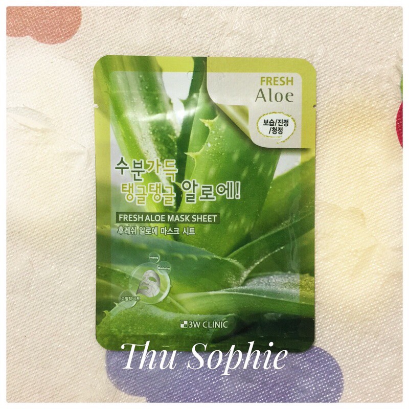 Mặt nạ Nha đam 3w Clinic Fresh Aloe Mask Sheet - 10 miếng