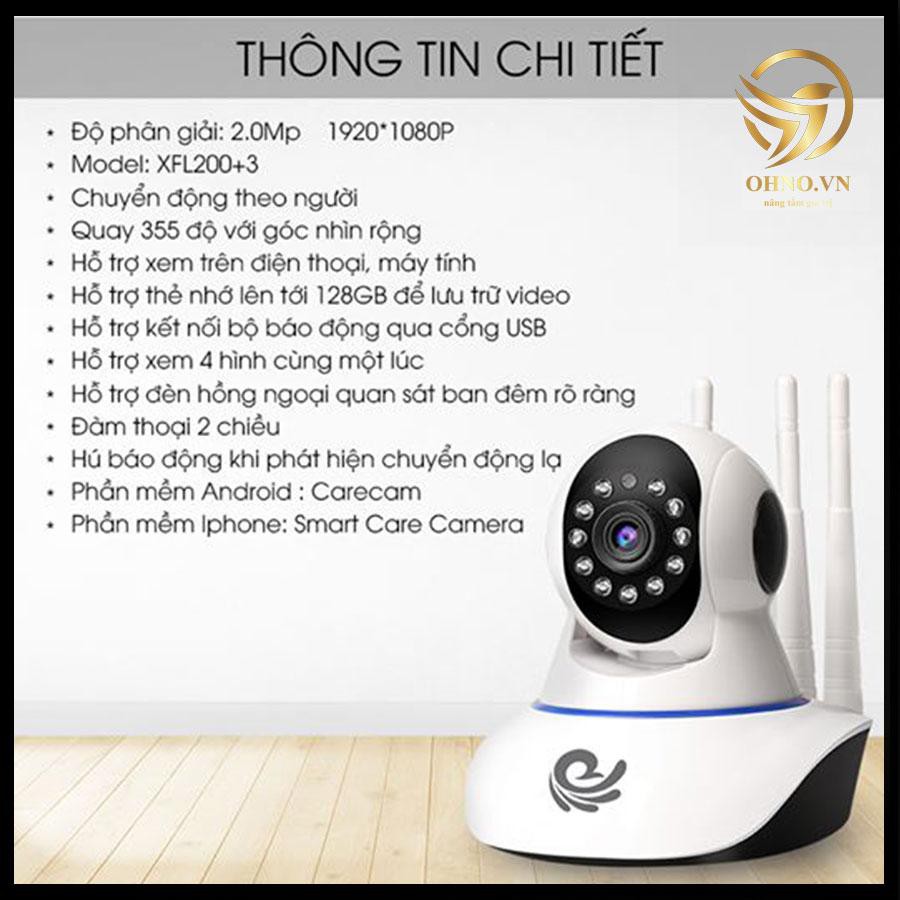 Camera IP Wifi giám sát Carecam XFL200 3 anten 2.0 MPX chống trộm giá rẻ - OHNO Việt Nam | BigBuy360 - bigbuy360.vn