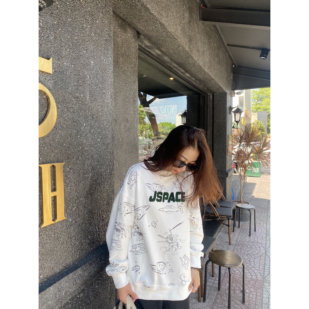 Áo Sweater trắng JSPACE họa tiết