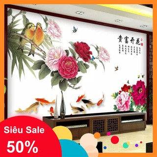 Tranh decal dán tường hoa mẫu đơn 03
