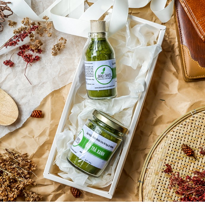 Bột Trà Xanh Tẩy Tế Bào Chết 100g + Tặng bộ đắp mặt nạ inox - Bảo Nam | BigBuy360 - bigbuy360.vn