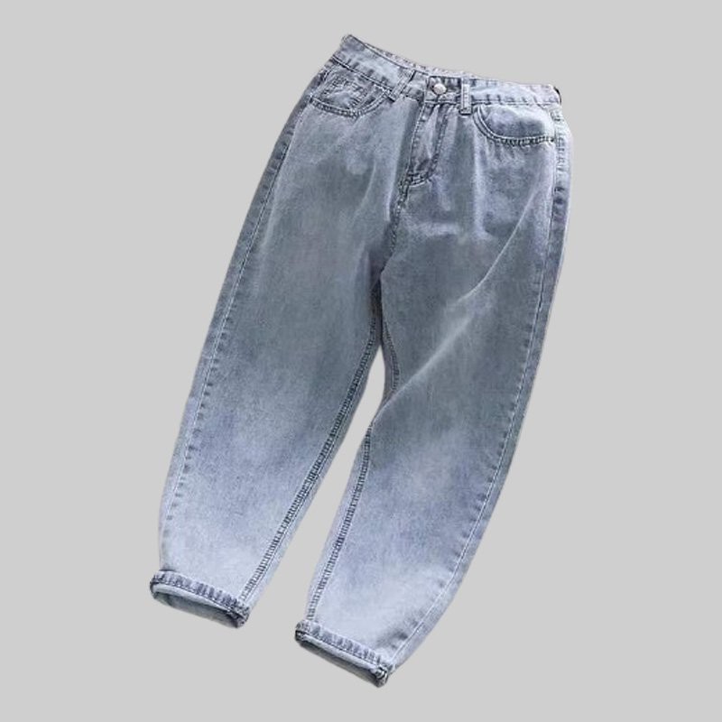 Quần baggy nữ LB, vải jean denim mềm mịn, màu xanh sáng BGNU513