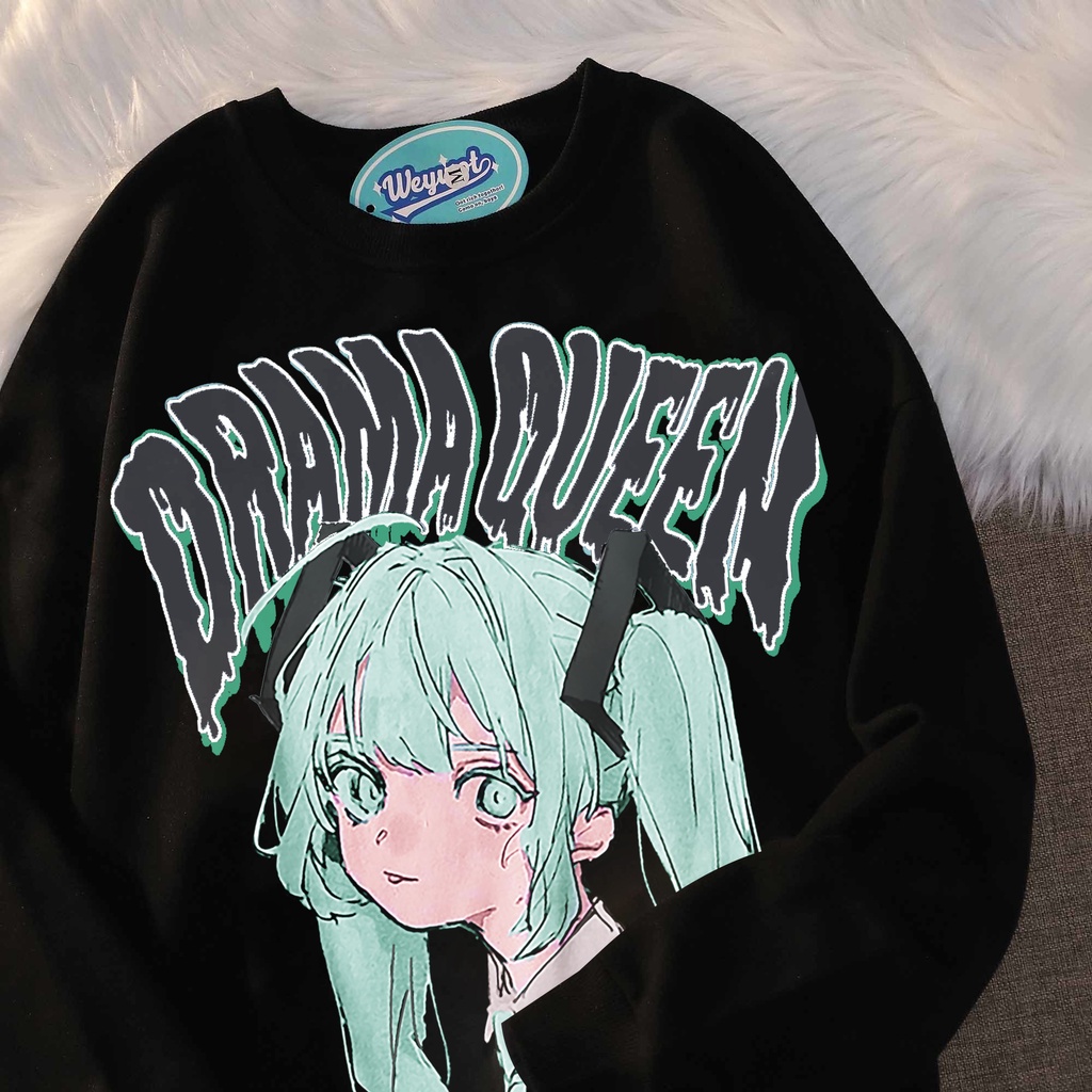 Áo sweater tay dài dáng rộng in hình anime dễ thương thời trang xuân thu dành cho nữ