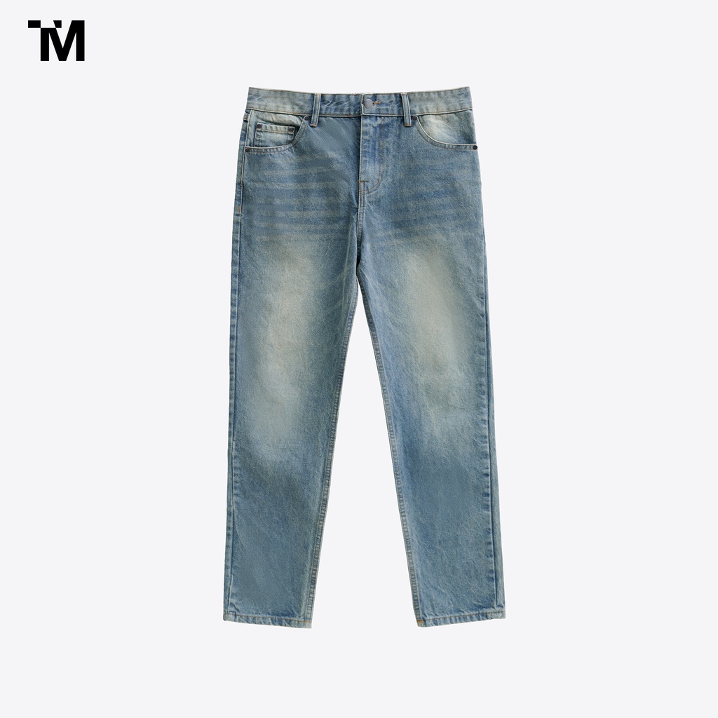 Quần Jeans Nam TARMOR Dáng Suông Màu Xanh Slim Fit Jeans In Blue Denim