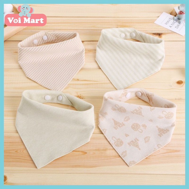 HOT Khăn Yếm Tam Giác 2 Cúc Bấm Bin BB Chất Liệu Cotton Hữu Cơ 100% Cao Cấp Siêu Mềm Cho Bé