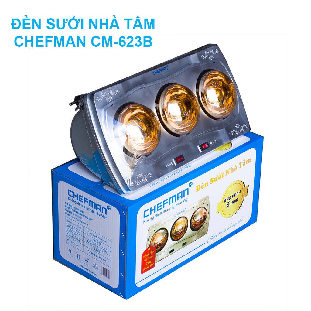 Đèn Sưởi Nhà Tắm 𝐂𝐡𝐞𝐟𝐦𝐚𝐧 3 Bóng CM-623B Công Suất 825W Chế Độ An Toàn Chống Cháy Nổ Bảo Hành 5 Năm