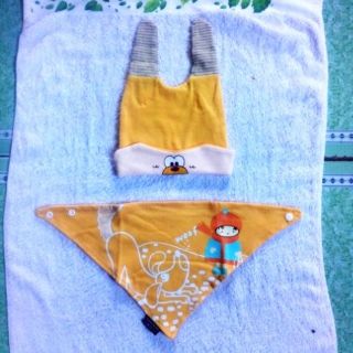 set mũ cotton kèm yếm cho bé