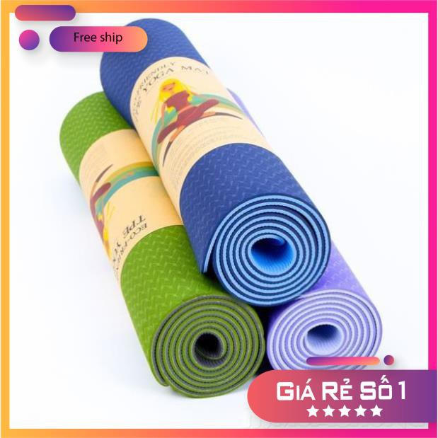 Thảm Tập Yoga TPE Cao Cấp 2 Lớp Dày 6Mm Mềm Mịn Chắc Chắn