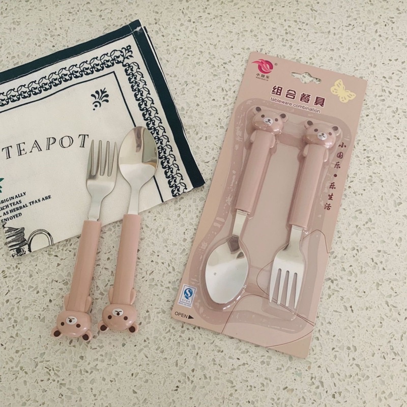 Set 2 chiếc Thìa rĩa | Bộ muỗng nĩa cho bé hàng nhập khẩu cao cấp an toàn khi sử dụng