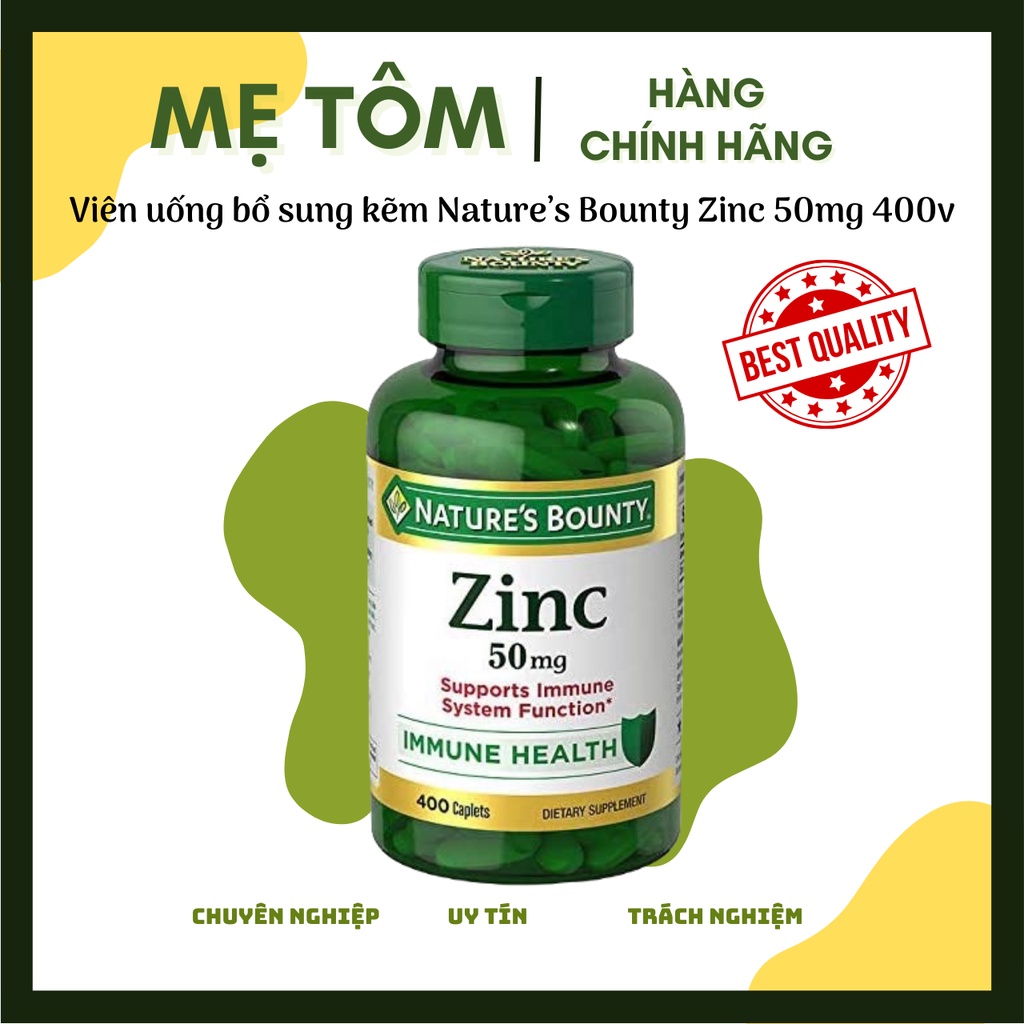 Viên uống bổ sung kẽm Nature’s Bounty Zinc 50mg 400v Mẹ Tôm