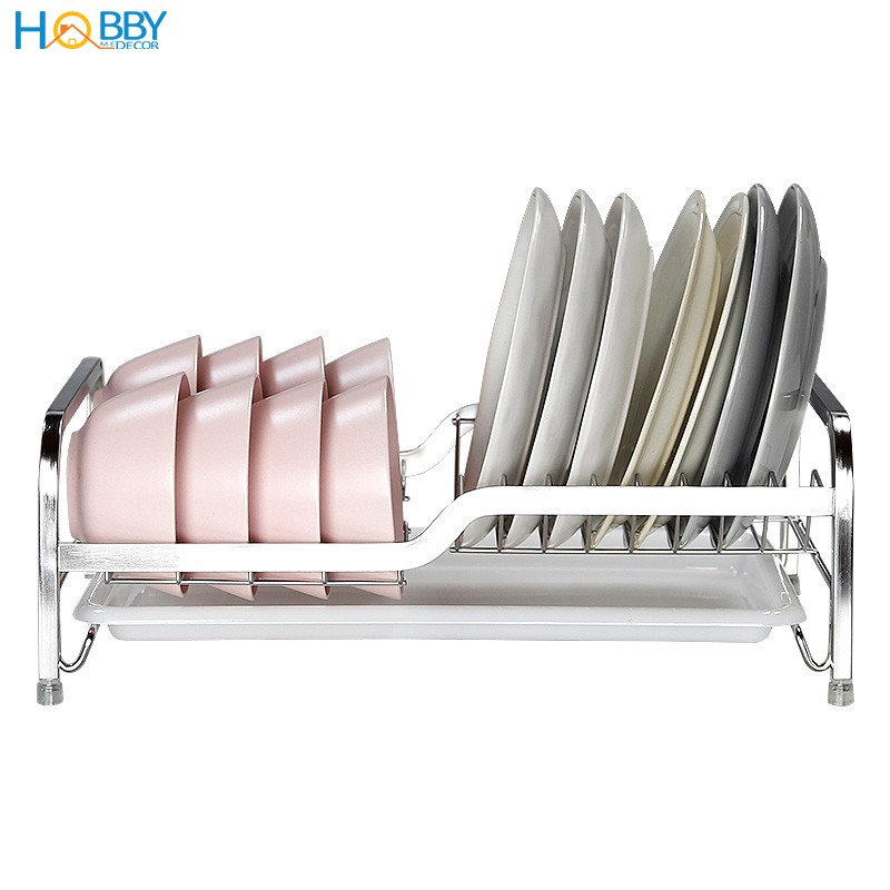 Kệ đựng chén đĩa Hobby Home Decor KCD2 Inox 304 size lớn - không rỉ sét - kèm khay nước