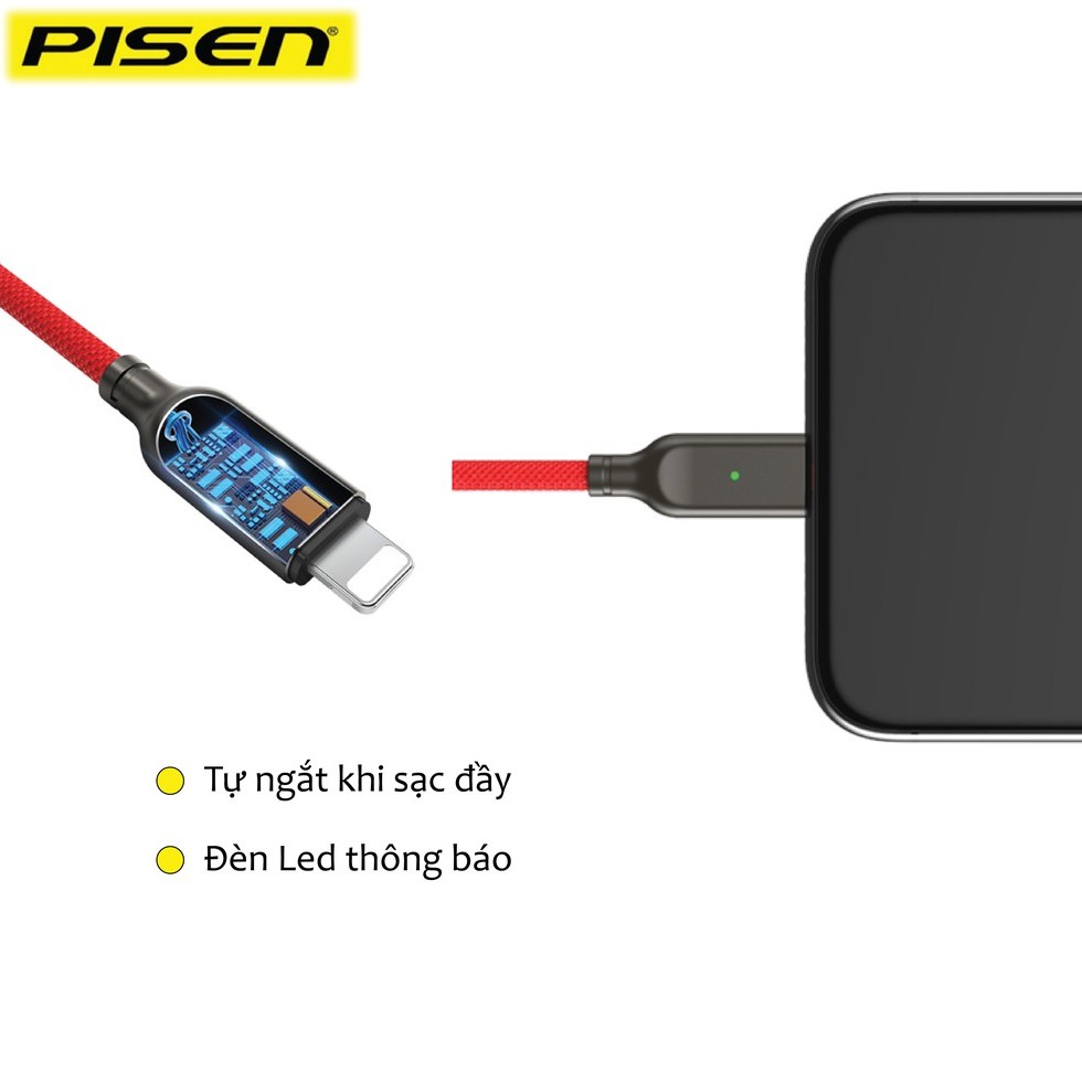 Dây cáp sạc iPhone Pisen 3A Type-C; usb to lightning cho , iPad Cáp Tai nghe Airpod