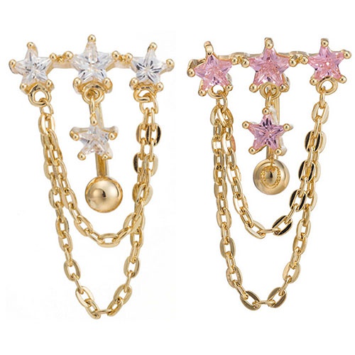 Khuyên rốn hình 4 ngôi sao đính đá thời trang cho nữ