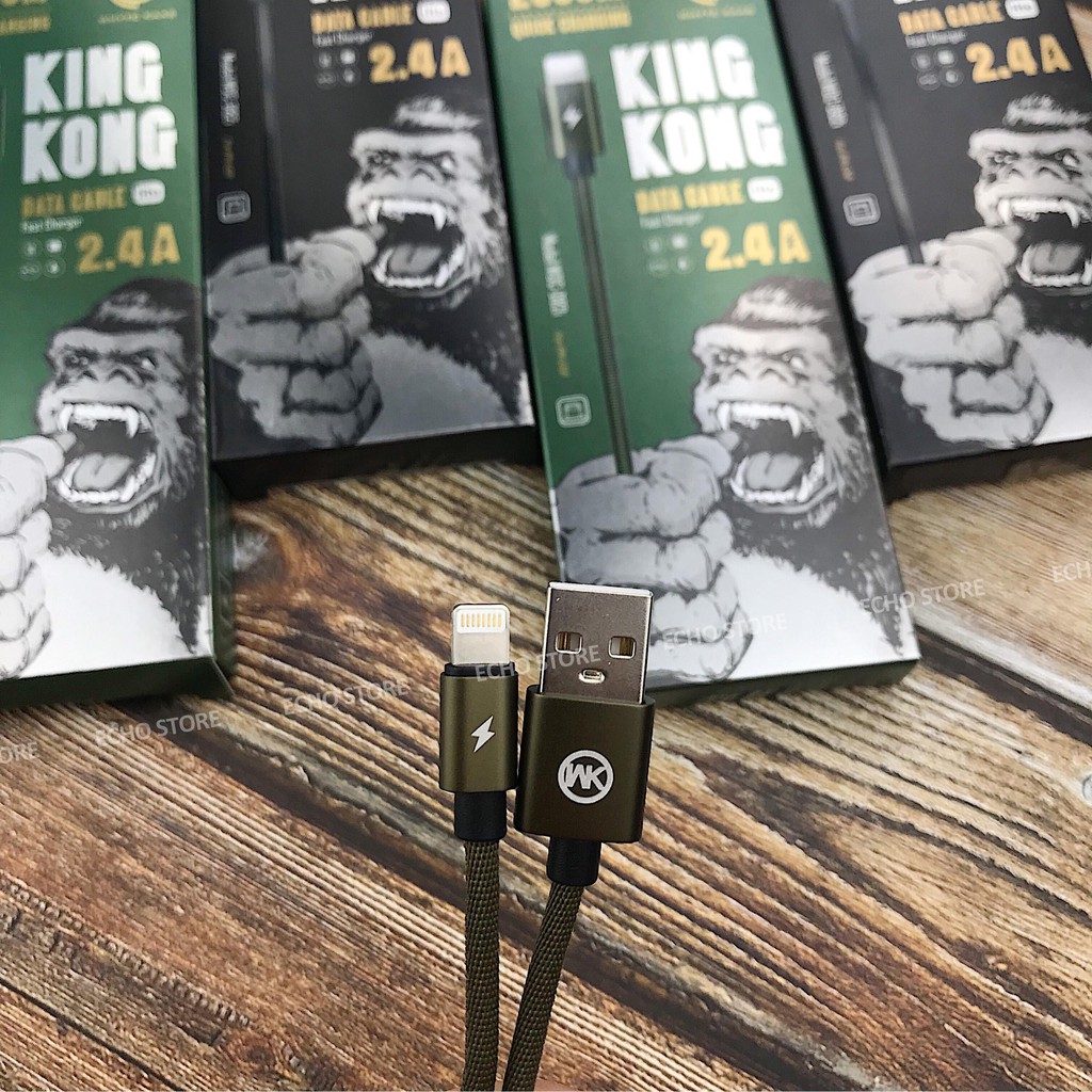 Cáp sạc nhanh King Kong Micro USB WK 082i sạc nhanh 2m 2.4a