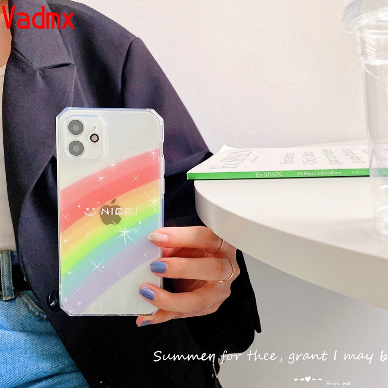 Ốp điện thoại TPU mềm trong suốt chống sốc in hình cầu vồng cho Samsung Galaxy S21 S20 Ultra Plus FE Note 20 Ultra 10 S10 Lite Plus