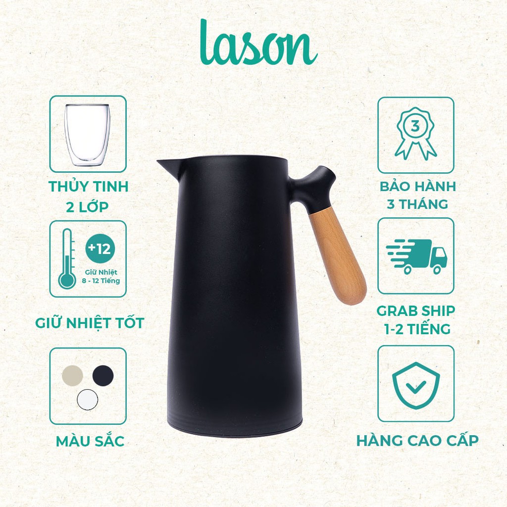 Ấm nước giữ nhiệt tay gỗ Lason 1000ml - ADN00220