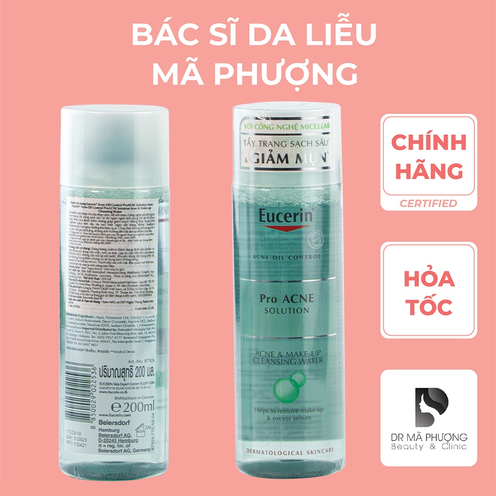 [CHÍNH HÃNG]Nước Tẩy Trang Cho Da Dầu Mụn EUCERIN ProACNE Acne&amp;Makeup Cleansing Water
