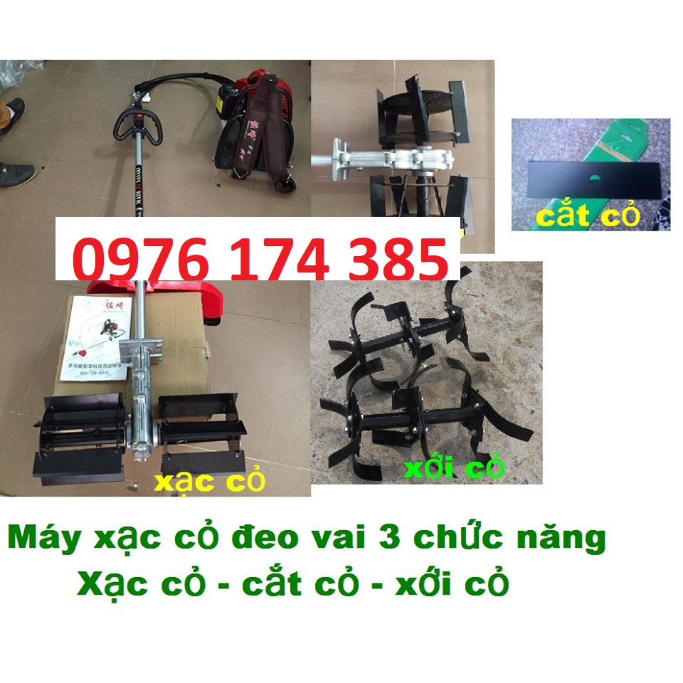 Máy xạc cỏ đeo vai 3 chức năng (cắt cỏ - xạc cỏ - xới đất)