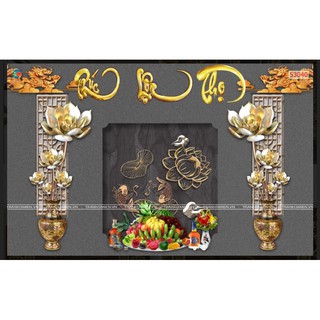 tranh dán tường bàn thờ, phòng thờ 3D KT 120x80cm