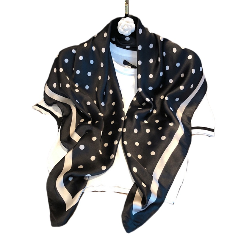 XIXI Khăn choàng cổ hình vuông 90x90cm bằng lụa satin in họa tiết thời trang sang trọng cho nữ