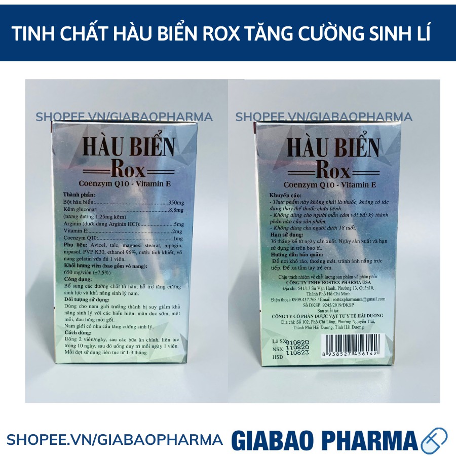 Tinh Chất Hàu Biển Rox tăng cường sinh lý nam,  giảm xuất tinh sớm, Cải Thiện Yếu Sinh Lý