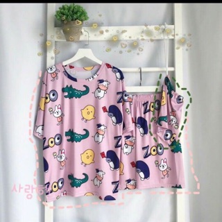 Set áo quần cartoon Zoo Unisex