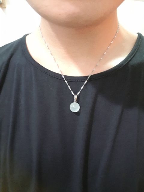 Dây chuyền nữ đá mắt mèo trắng.
