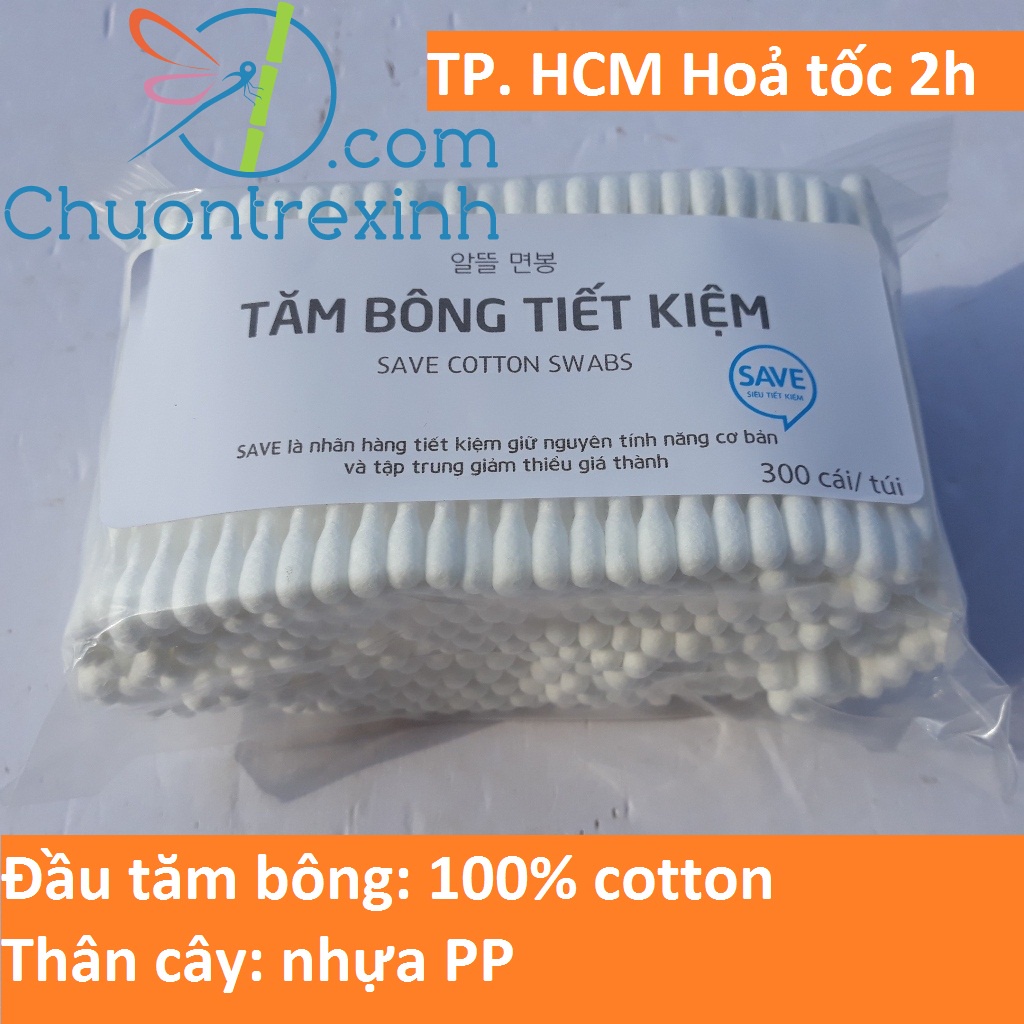 Tăm Bông Thân Nhựa Choice L Lotte Bịch 300 Cây Chuồn tre xinh shop