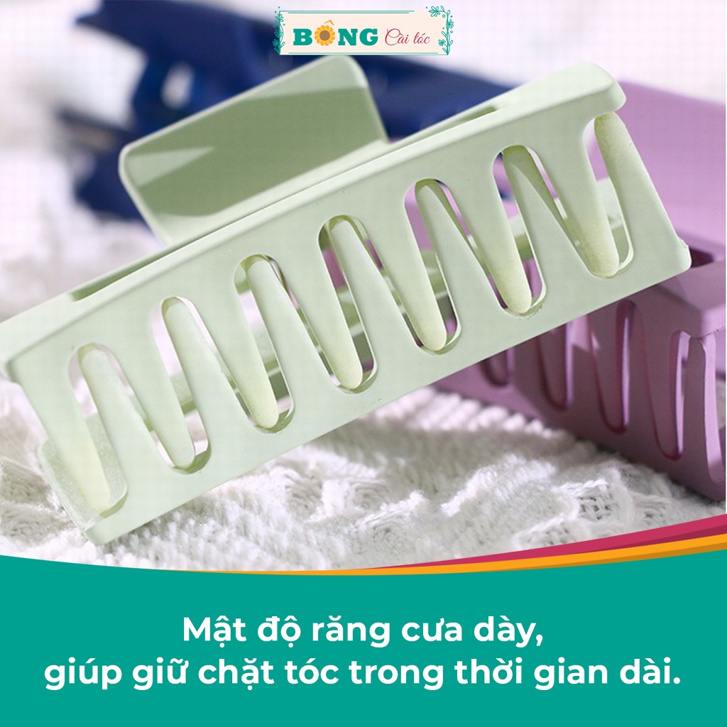 Kẹp càng cua phong cách Hàn Quốc chất liệu nhựa hình chữ nhật kích thước lớn nhiều màu sắc KN30 - kẹp tóc BÔNG Cài Tóc