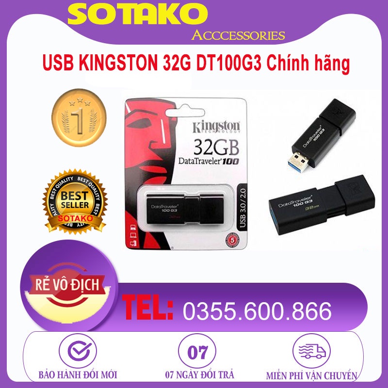 USB Kingston DT100G3 128G 64G 32G Kingston DataTraveler DT100G3 Chính hãng, Bảo hành 5 năm. | BigBuy360 - bigbuy360.vn