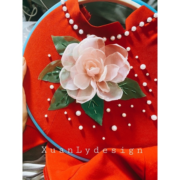 Set Hoa Voan đính áo dài cưới