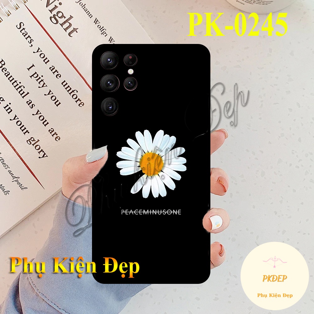 Ốp lưng Basic SmSung S22 Ultra viền đen in hình Hoa Cúc Daisy