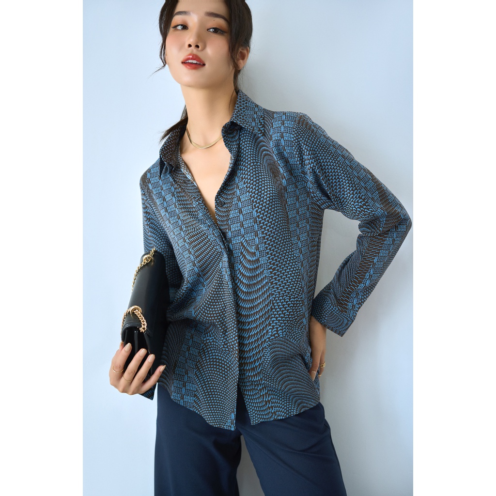 Áo Sơ Mi Nữ Họa Tiết GILLEE Lụa Tuyết Cao Cấp FAS197