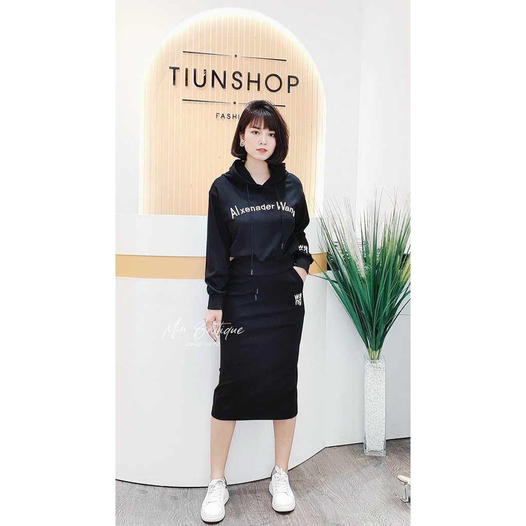 set bộ váy áo dài tay thêu chữ wang 2 màu | BigBuy360 - bigbuy360.vn