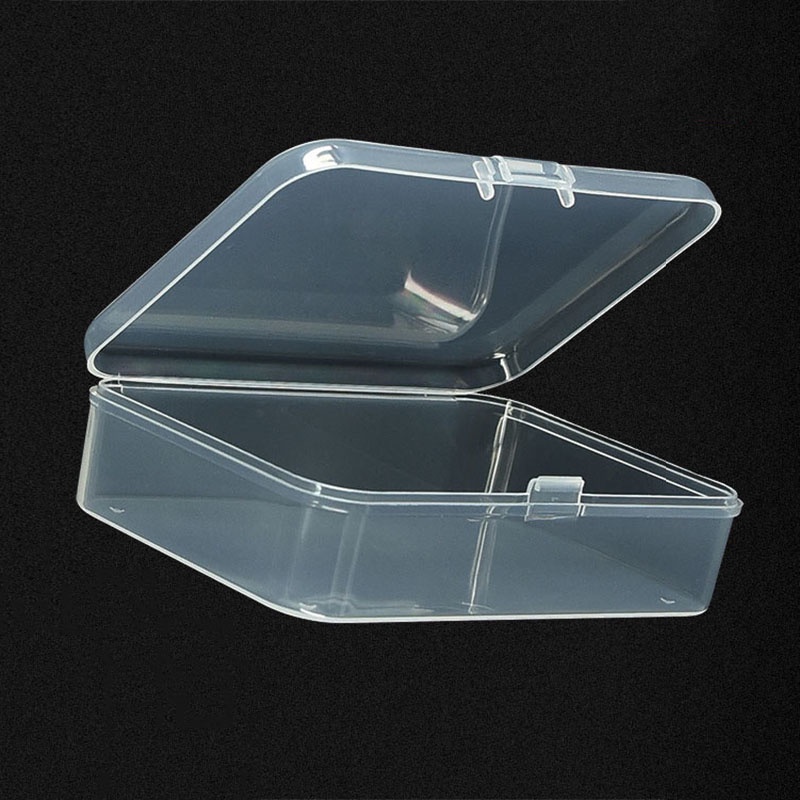 1 Hộp Đựng Trang Sức Bằng Nhựa Trong Suốt Hình Chữ Nhật Có Nắp Đậy / Vuông Nhỏ Đa Năng