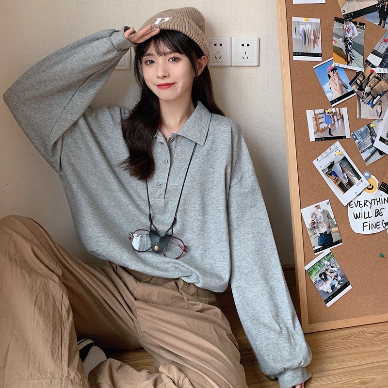 Áo thun polo mỏng dáng rộng phong cách Hàn Quốc cho nữ | BigBuy360 - bigbuy360.vn